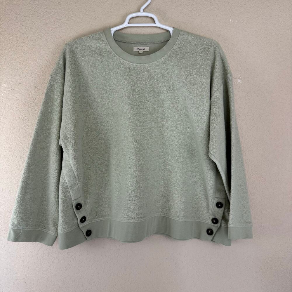 Madewell Sweatshirt Womens XL Mint Green Re(Sourced) Brushed Side Button Relaxed